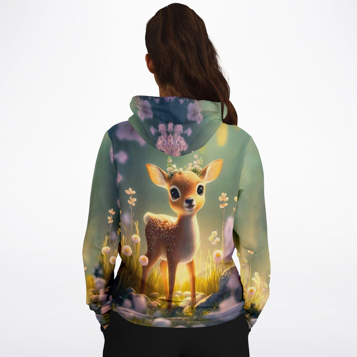Dreamer Hoodie mit Rehkitz Anabell Motiv, passend im Stil zu Diamond Painting und Malen nach Zahlen für Erwachsene.