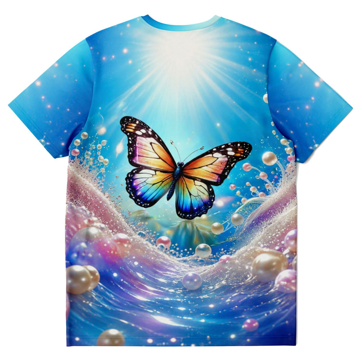Dreamer T-Shirt mit buntem Schmetterling, Perlen-Optik und magischem Licht-Design für Diamond Painting Fans