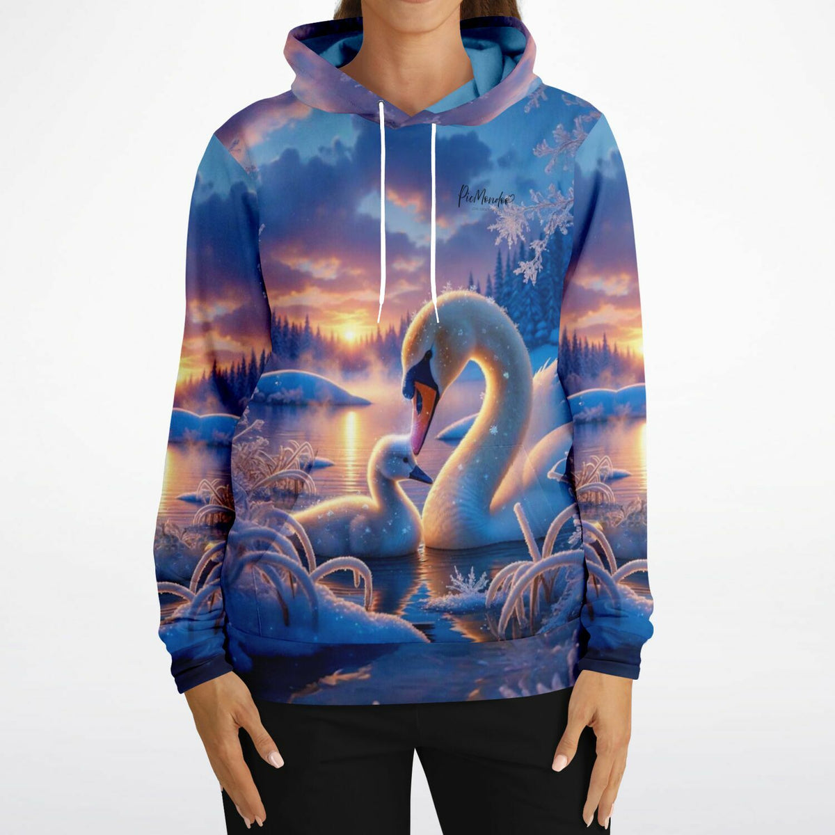 Dreamer Hoodie mit Schwan-Motiv im Winter-Design, passend zu Diamond Painting und Malen nach Zahlen für Erwachsene.