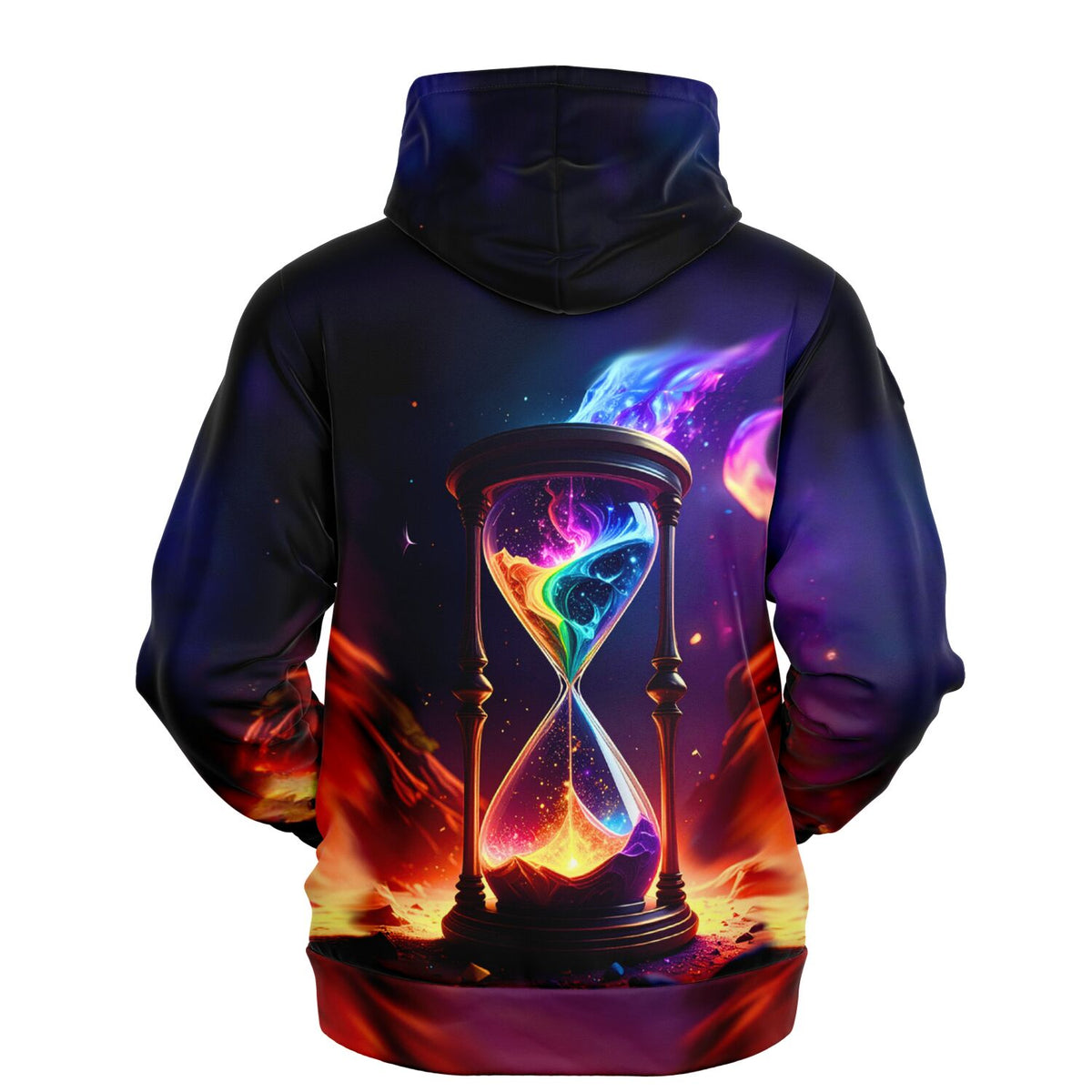 Dreamer Hoodie mit farbenfrohem Sanduhr-Motiv, cosmic Design im Stil eines Diamond Painting oder Malen nach Zahlen Kunstwerks