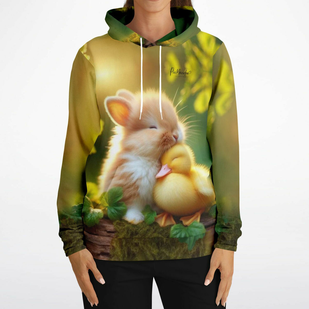 Hoodie mit süßem Häschen und Entenküken Motiv, perfekt für Fans von Diamond Painting und Malen nach Zahlen Designs.