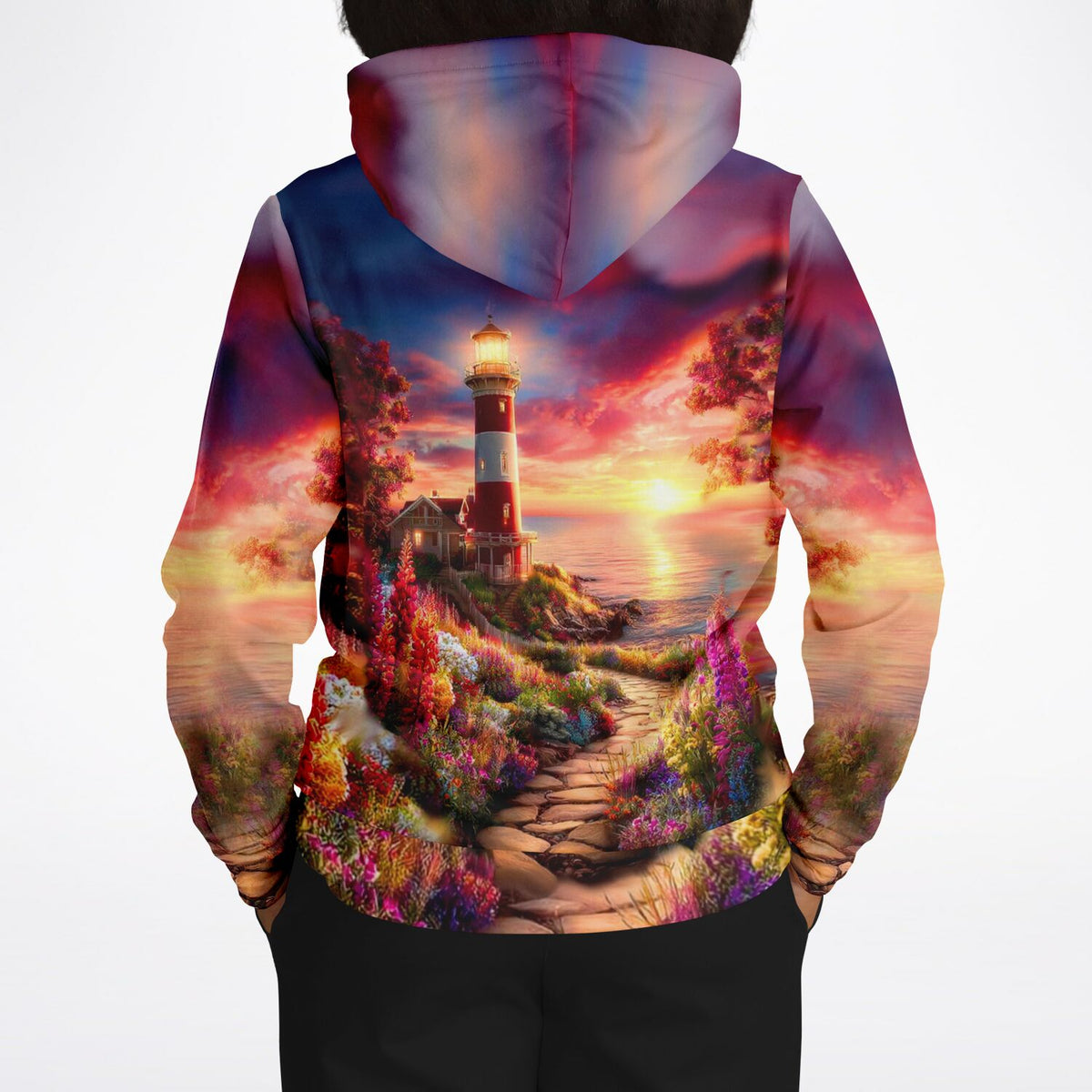 Dreamer Hoodie mit Leuchtturm-Motiv im Stil von Diamond Painting und Malen nach Zahlen für kunstbegeisterte Erwachsene