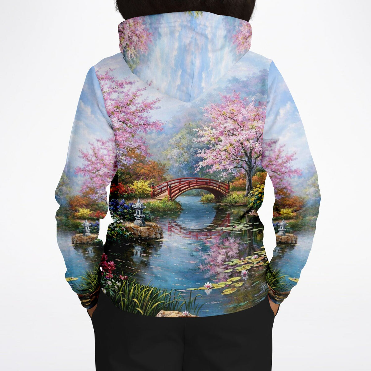 Dreamer Hoodie mit Motiv Chinesischer Garten, ideal für Fans von Malen nach Zahlen und kreativen DIY-Kunstwerken.