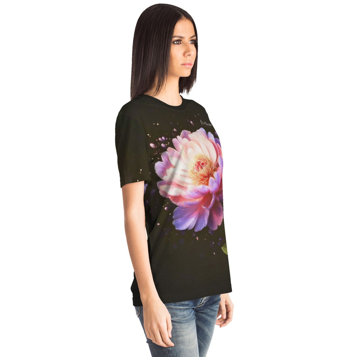 Schwarzes Dreamer T-Shirt mit Flüstern der Pfingstrose Motiv für Fans von Malen nach Zahlen und Diamond Painting