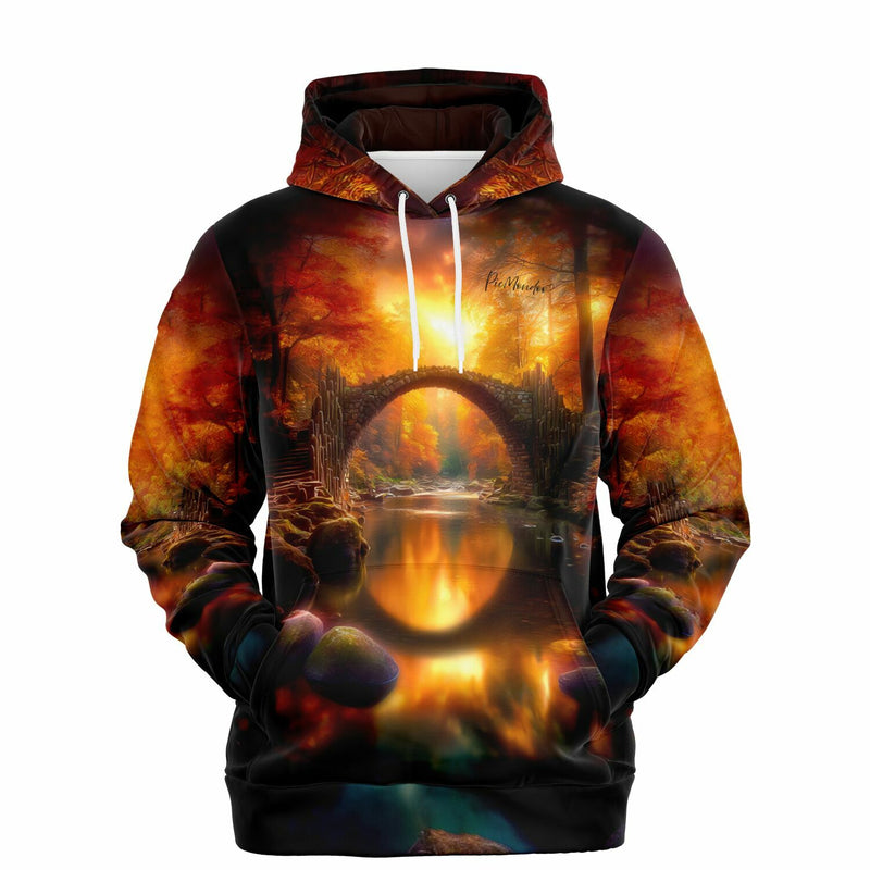Dreamer Hoodie mit Brücke der ewigen Stunde Motiv, das auch als Diamond Painting oder Malen nach Zahlen beliebt ist.