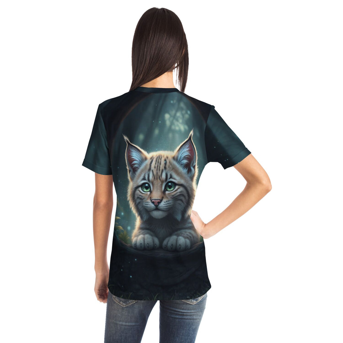 T-Shirt mit Luchs Motiv Seele des Waldes, im Stil unserer beliebten Diamond Painting und Malen nach Zahlen Designs.