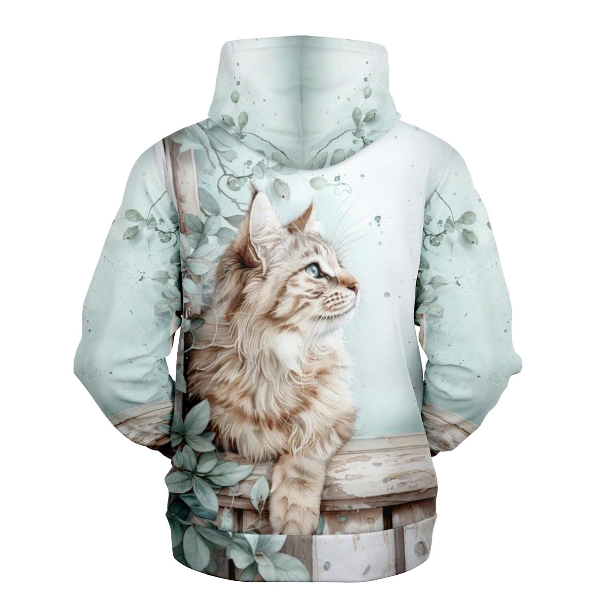 Dreamer Hoodie Kater Casimo Motiv mit Aquarell-Katze auf weißem Hintergrund für Fans von Diamond Painting und Kunst