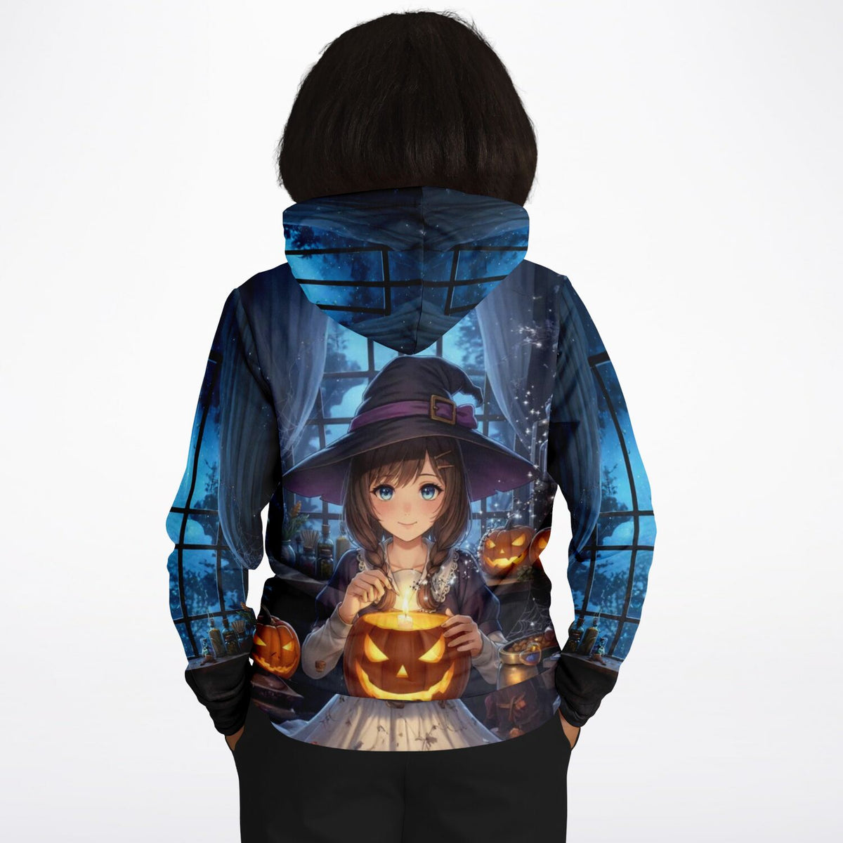 Dreamer Hoodie Little Sabrina mit Halloween Hexe, Kürbissen und magischem Motiv, ideal für Fans von Malen nach Zahlen