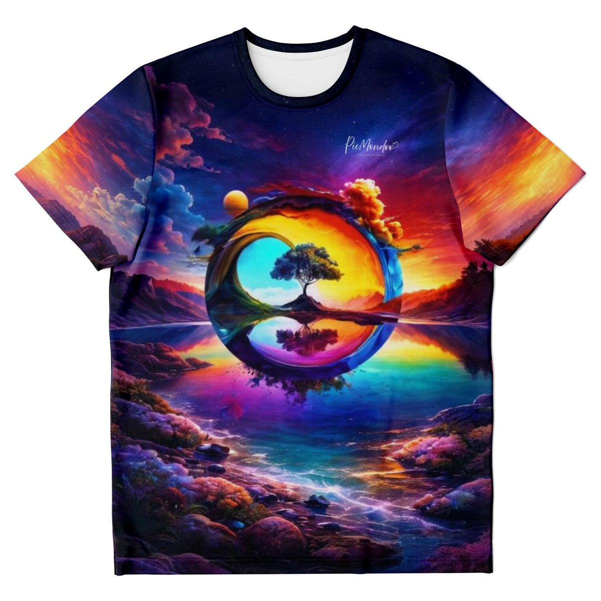 T-Shirt mit Fantasy-Motiv The Land of Fantasy, inspiriert von Diamond Painting Kunst in leuchtenden, bunten Farben.