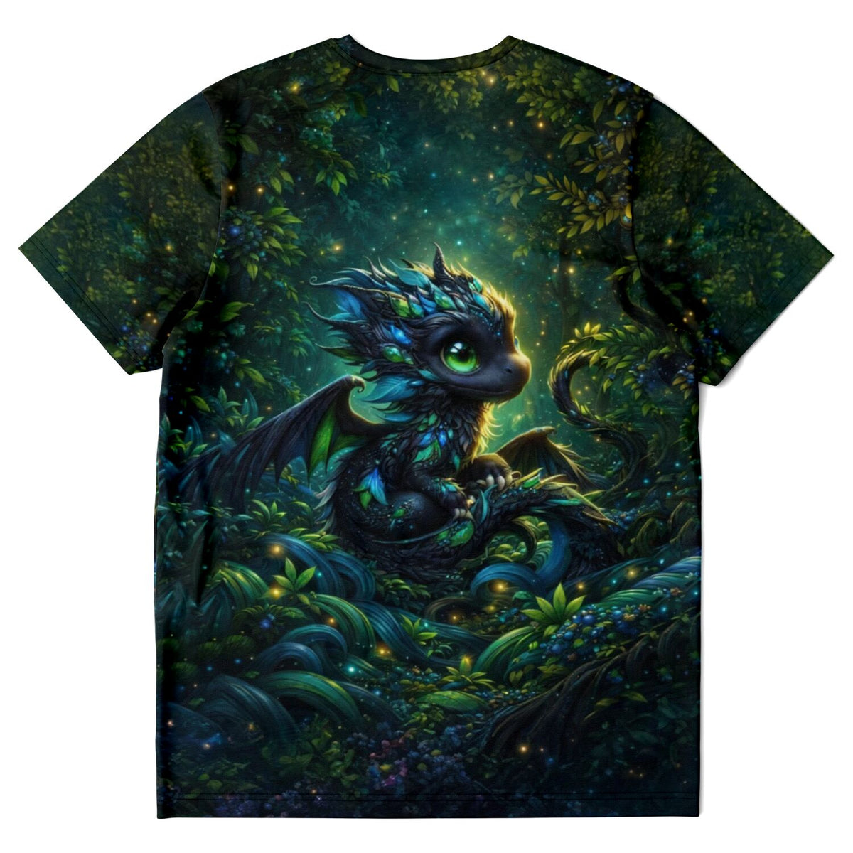 T-Shirt mit Drago Drachen Motiv im magischen Wald, passend zum Stil von Diamond Painting und Malen nach Zahlen Designs