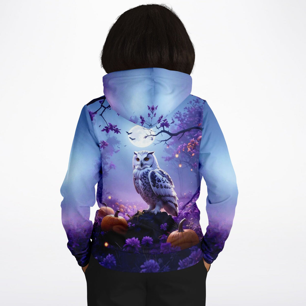 Dreamer Hoodie Nachtwächter mit Eulen Motiv, passend im Stil zu Diamond Painting oder Malen nach Zahlen Designs.