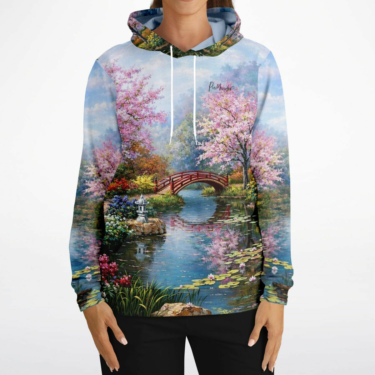 Hoodie mit Motiv Chinesischer Garten inspiriert von Malen nach Zahlen für Diamond Painting Fans und Kunstliebhaber