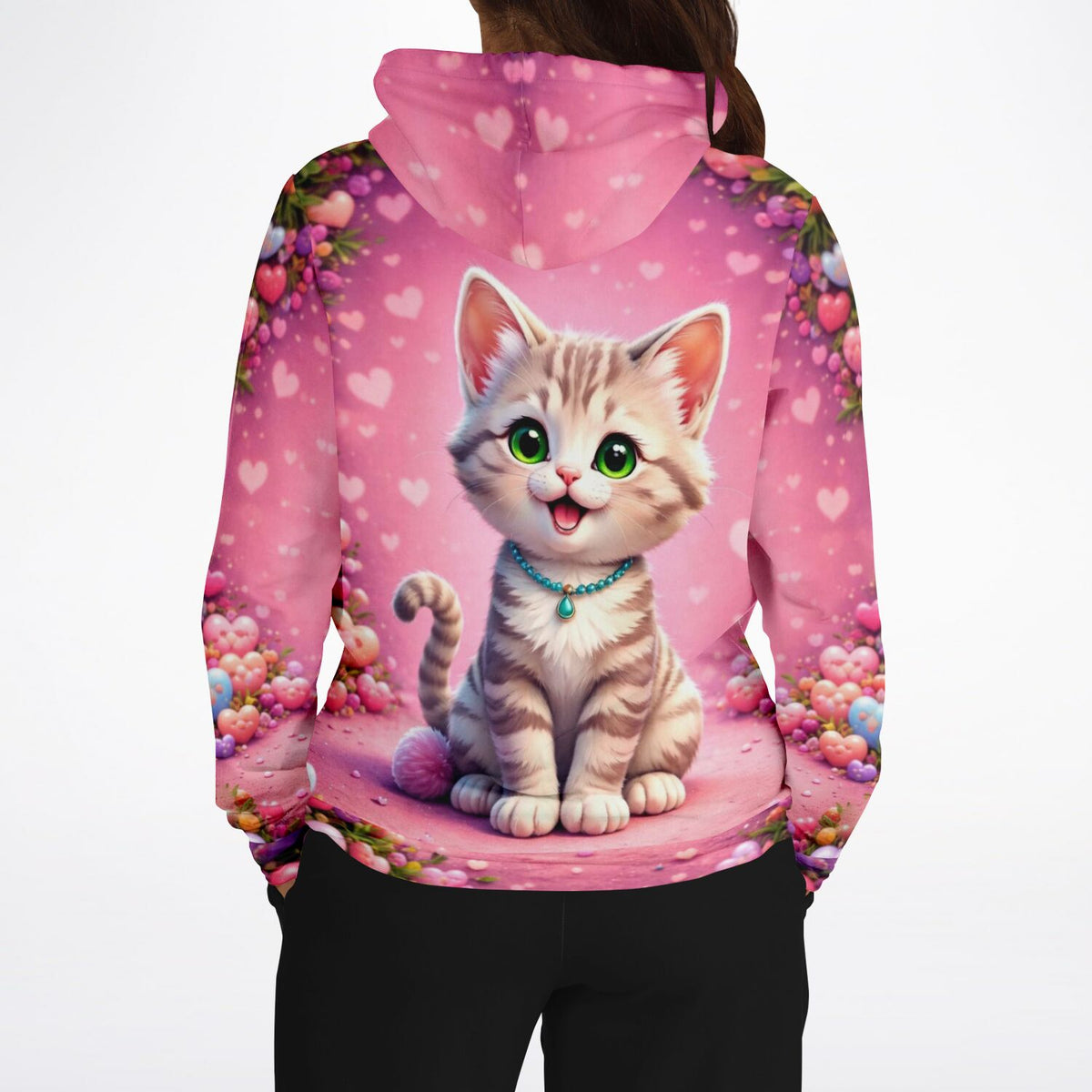 Rosa Dreamer Hoodie mit süßem Katzen-Motiv, perfekt für Fans von Diamond Painting und Malen nach Zahlen Designs.