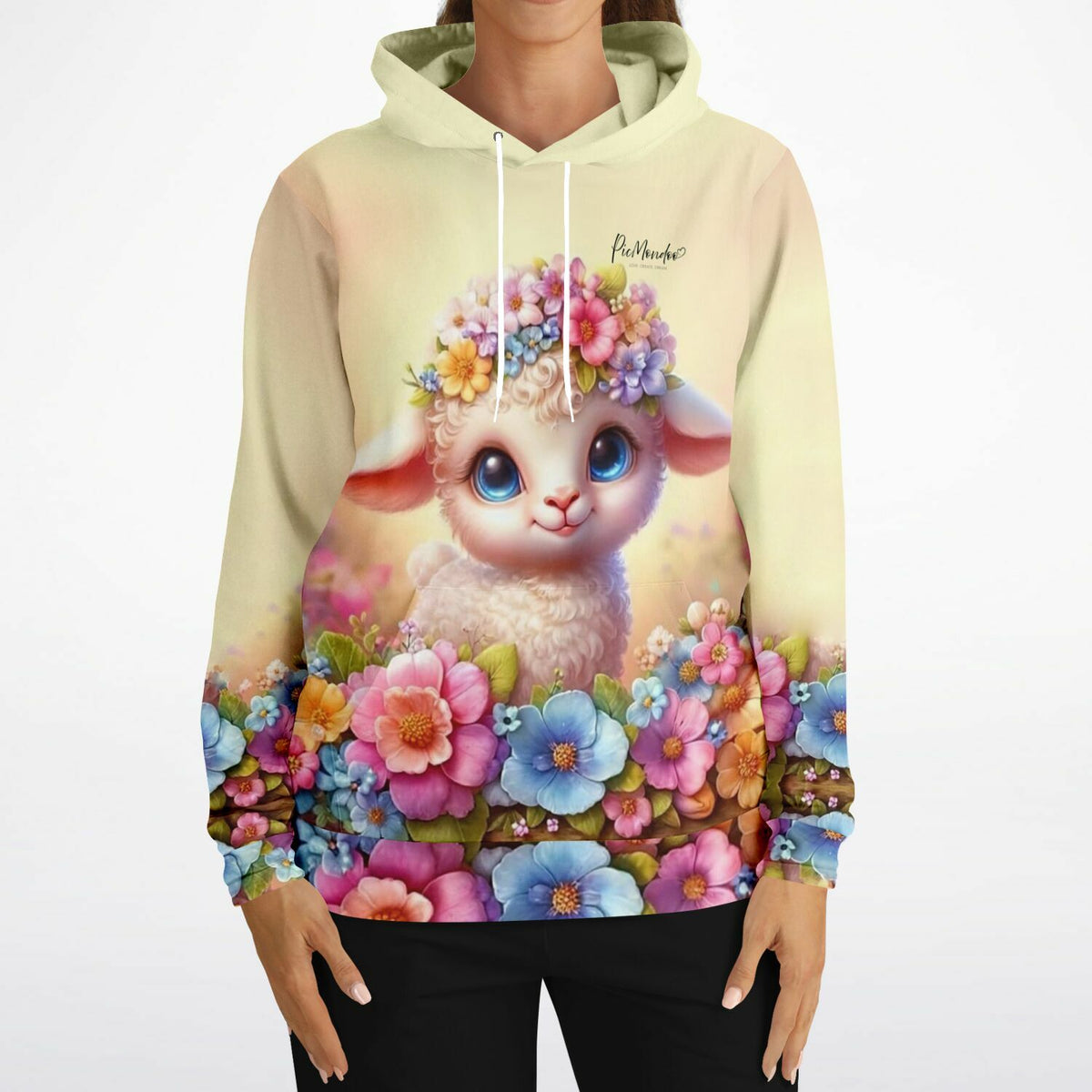 Dreamer Hoodie mit niedlichem Osterlämmchen Lupina Motiv, inspiriert von Diamond Painting und Malen nach Zahlen Designs