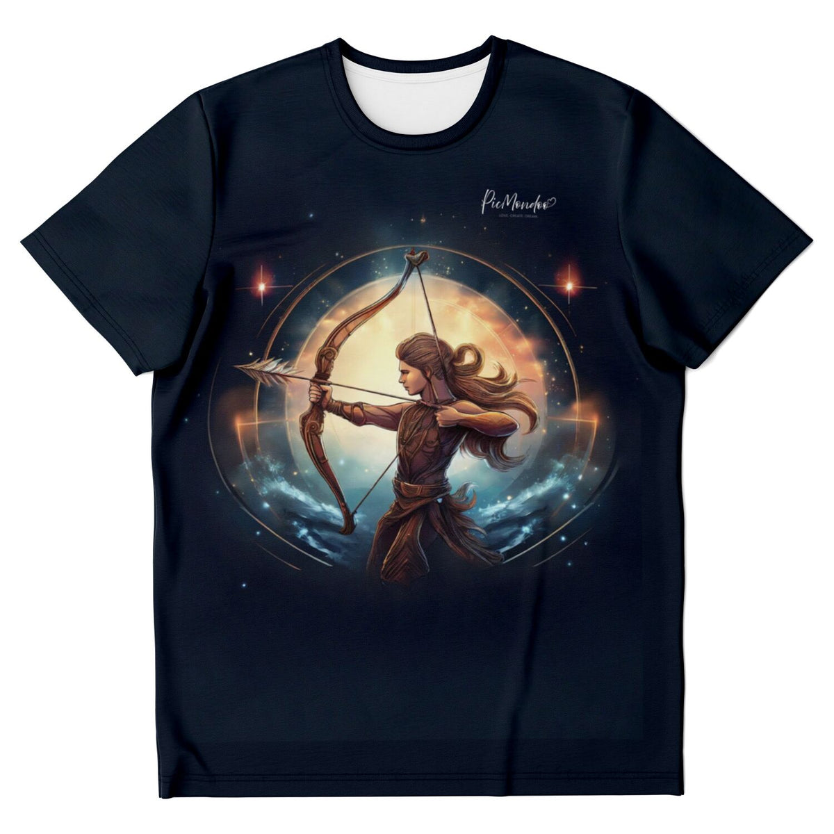 Schwarzes T-Shirt mit Sternzeichen Schütze Motiv für kreative Fans von Diamond Painting und Malen nach Zahlen