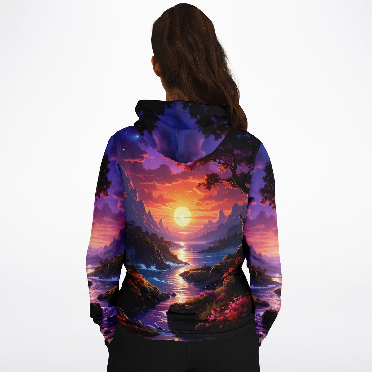 Dreamer Hoodie Melodie des Lichts mit farbenfrohem Sonnenuntergangs-Motiv, perfekt für Fans von Diamond Painting