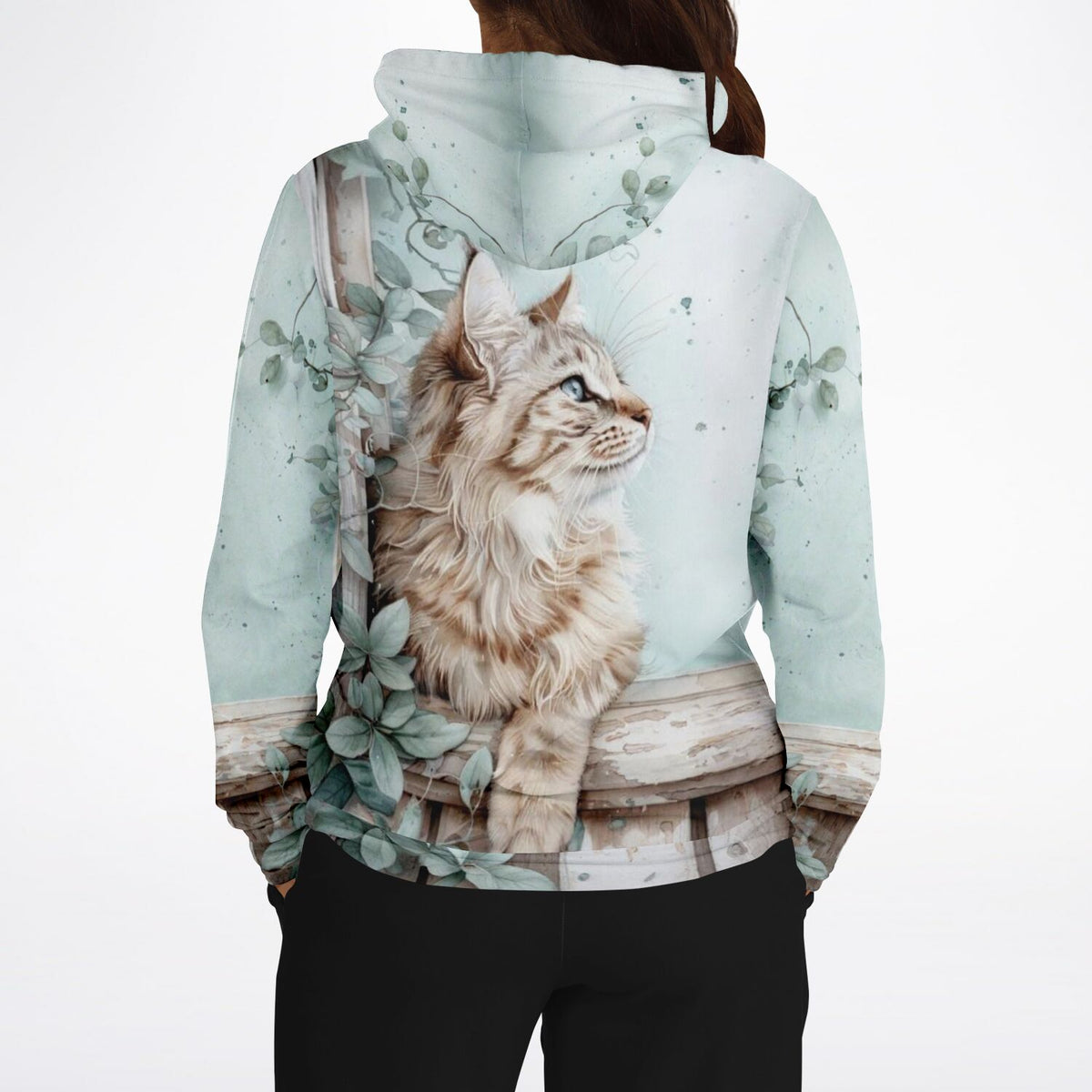 Dreamer Hoodie mit Kater Casimo Katze Motiv in Aquarell-Optik, passend zu künstlerischem Malen nach Zahlen Design