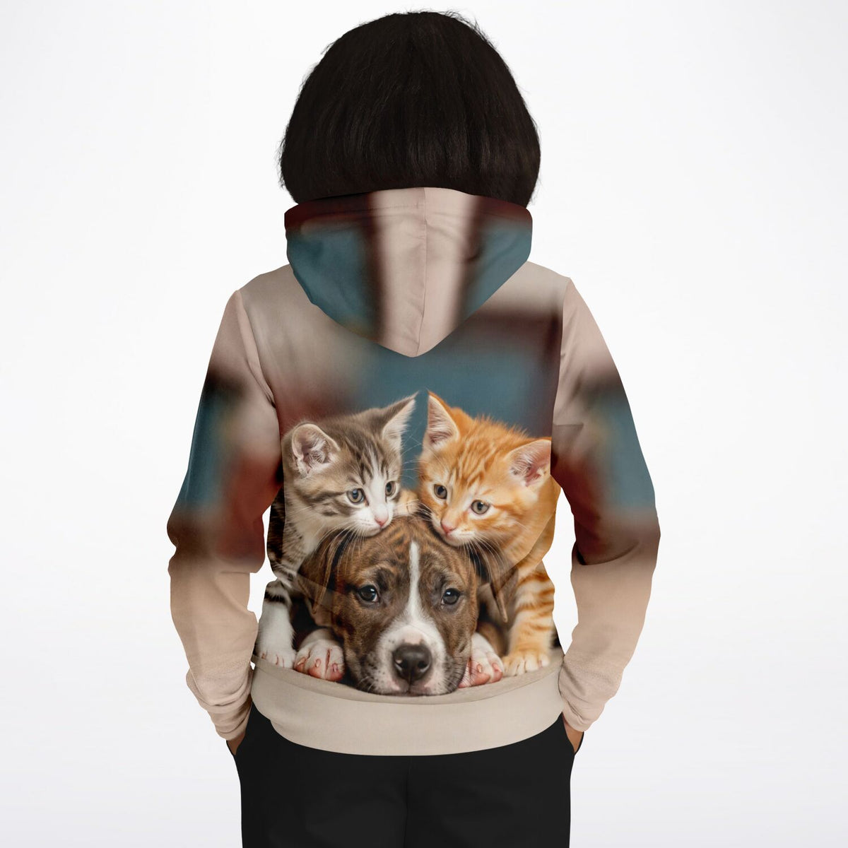 Hoodie mit Friends for Life Motiv von Hund und Katzenkätzchen, perfekt für Fans von Malen nach Zahlen und Diamond Painting