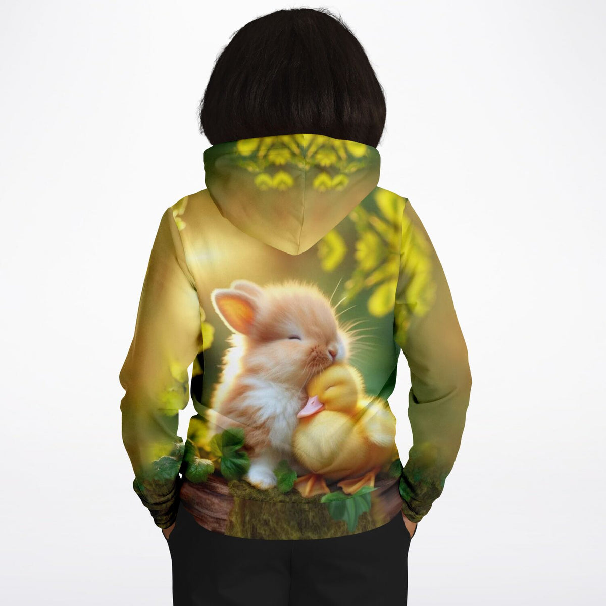 Hoodie mit süßem Hasen- und Entenküken-Motiv, inspiriert durch unsere beliebten Diamond Painting Sets und Kunstwerke