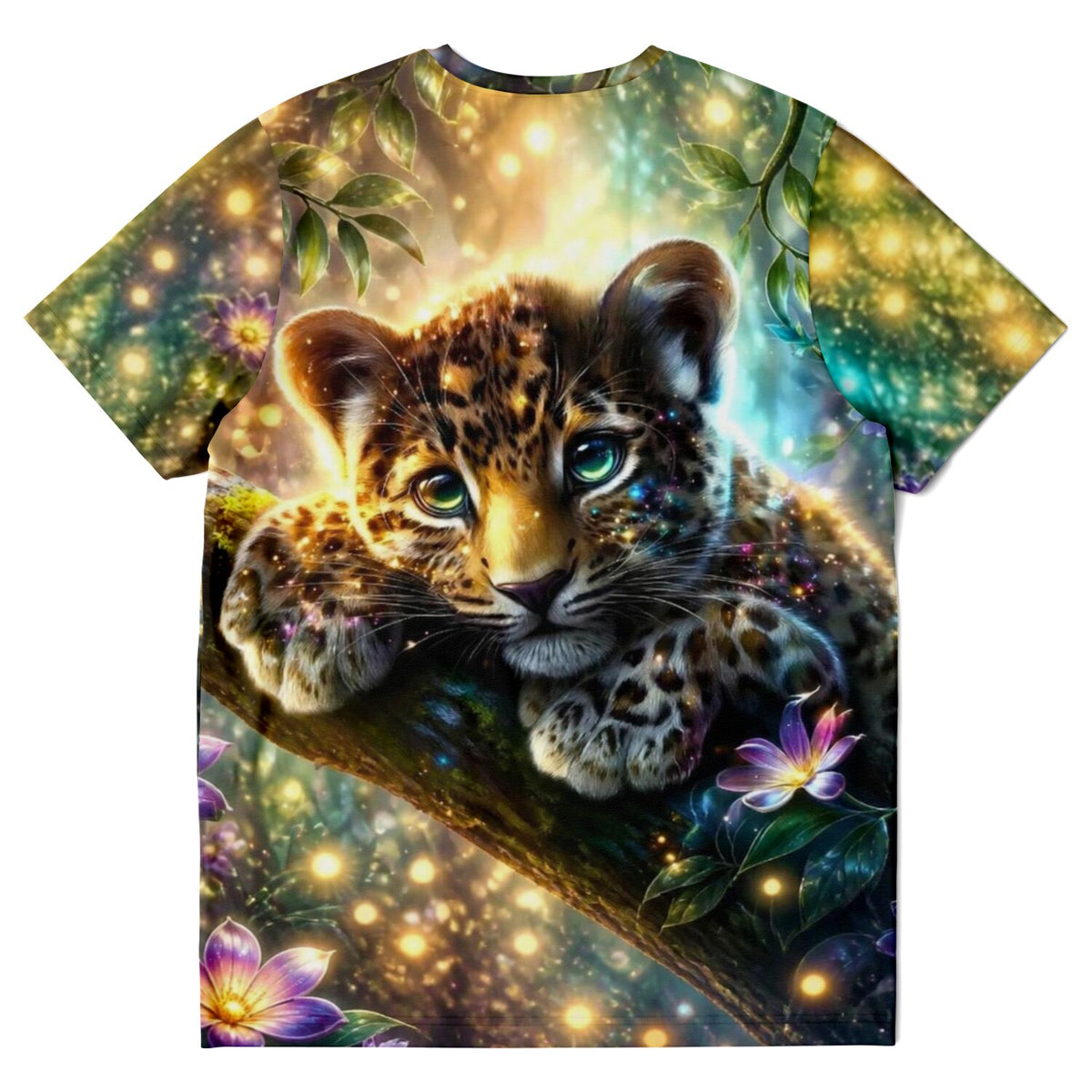 Dreamer T-Shirt mit kunstvollem Leoparden-Motiv, das den Detailreichtum beliebter Diamond Painting Vorlagen widerspiegelt.