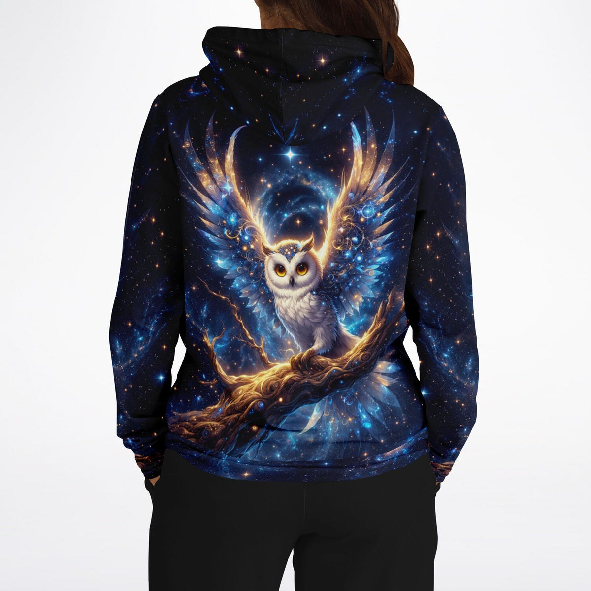 Dreamer Hoodie mit Eulen-Motiv im Weltall-Design, perfekt für Fans von kreativen Diamond Painting Kunstwerken