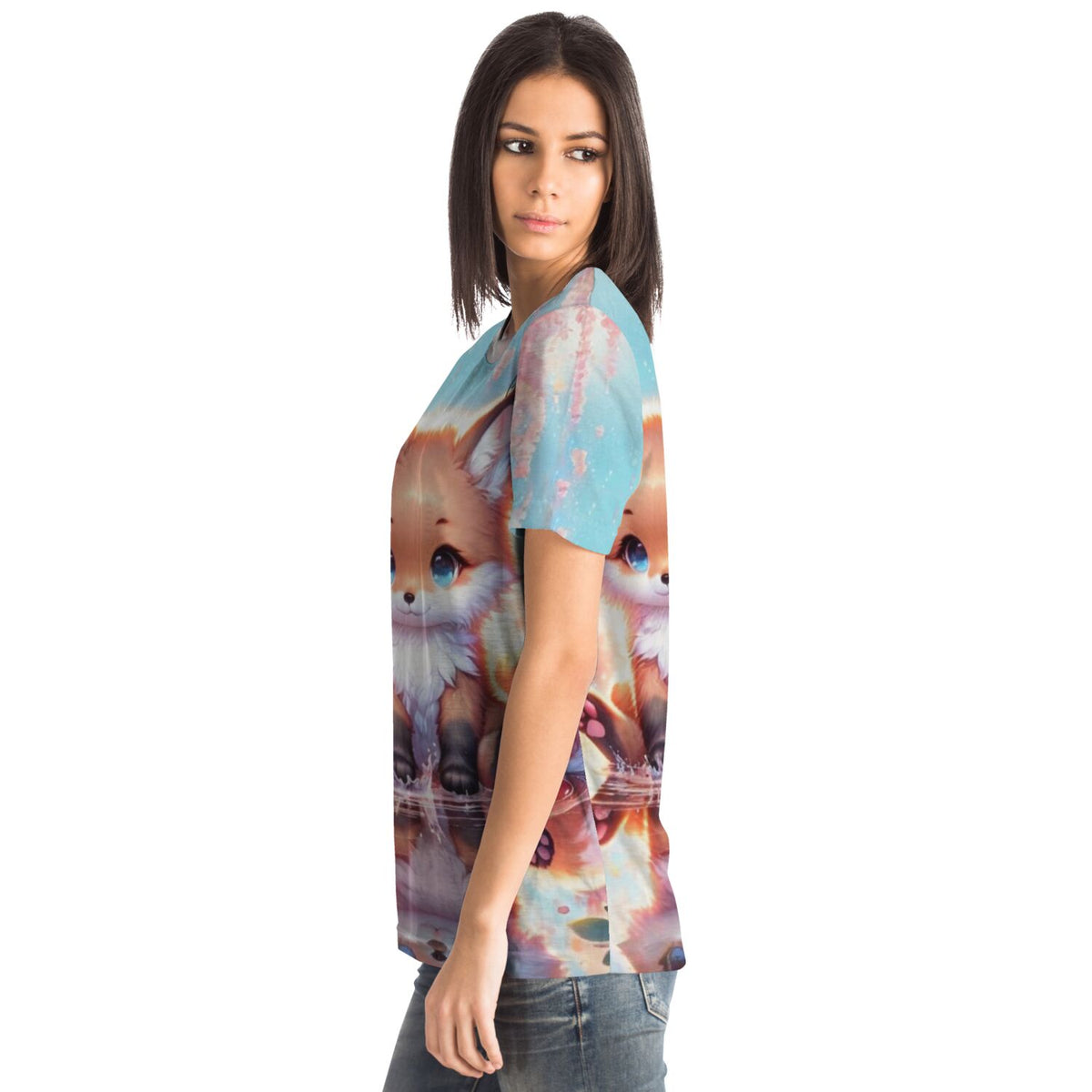 Frau trägt Dreamer T-Shirt mit süßem Fuchs-Motiv, perfekt für Fans von Diamond Painting und Malen nach Zahlen Designs