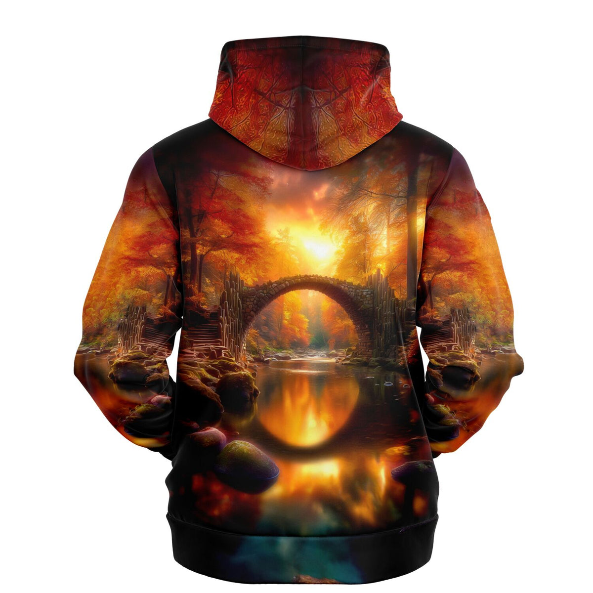 Dreamer Hoodie mit Brücke der ewigen Stunde Motiv als hochwertiger All-Over-Print im Stil beliebter DIY-Kunstwerke.
