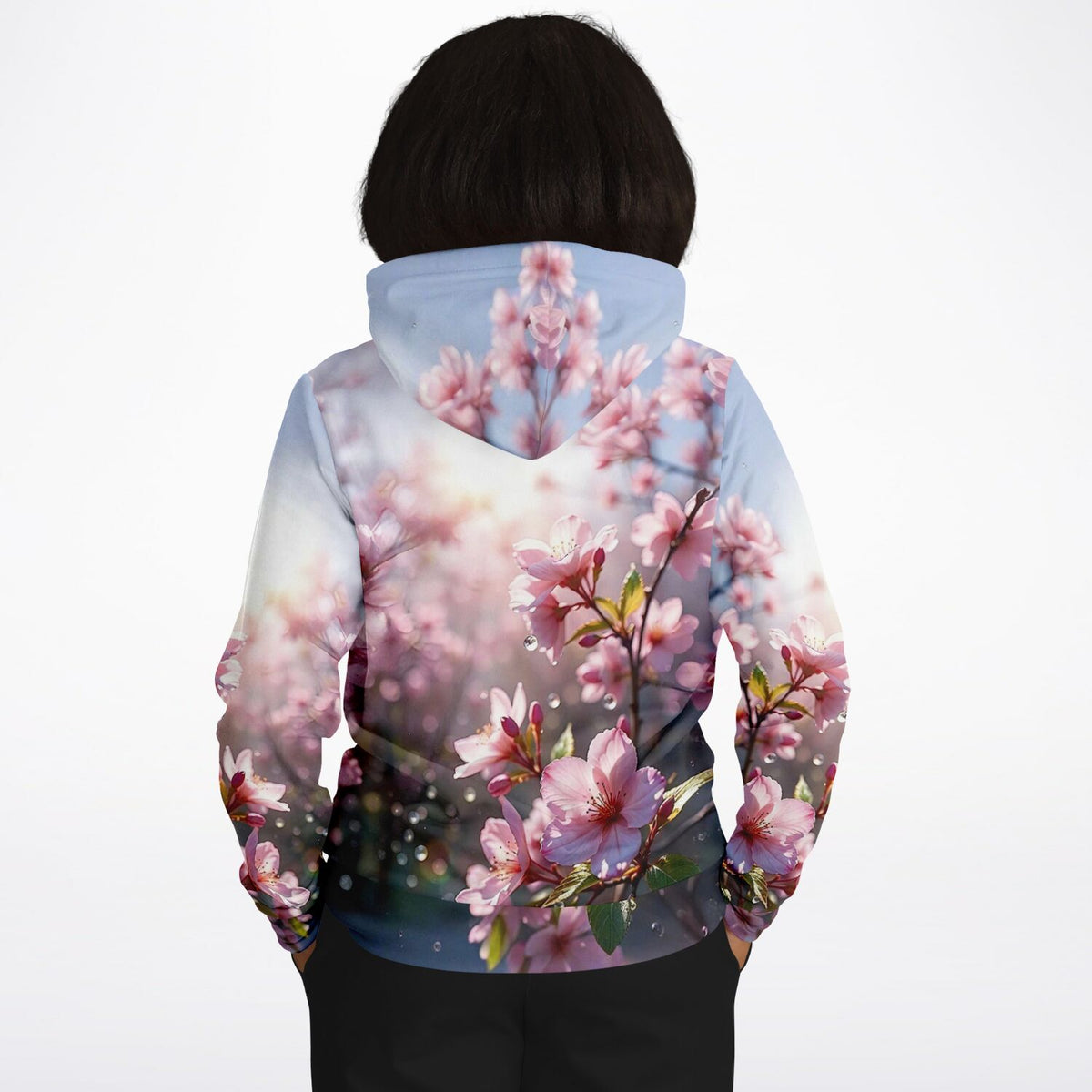 Dreamer Hoodie mit zartem Kirschblüten-Print in Rosa und Blau, ideal für Fans von Malen nach Zahlen und Kunstmotiven.