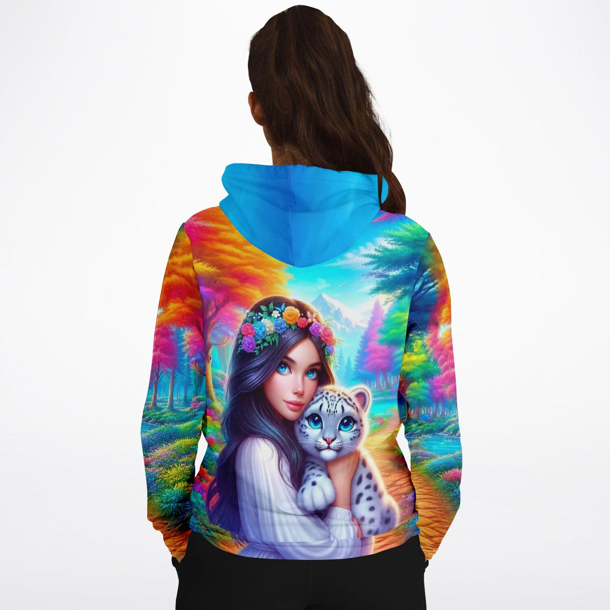Dreamer Hoodie Amira´s Paradies mit buntem Fantasy-Motiv, das an Diamond Painting oder Malen nach Zahlen erinnert
