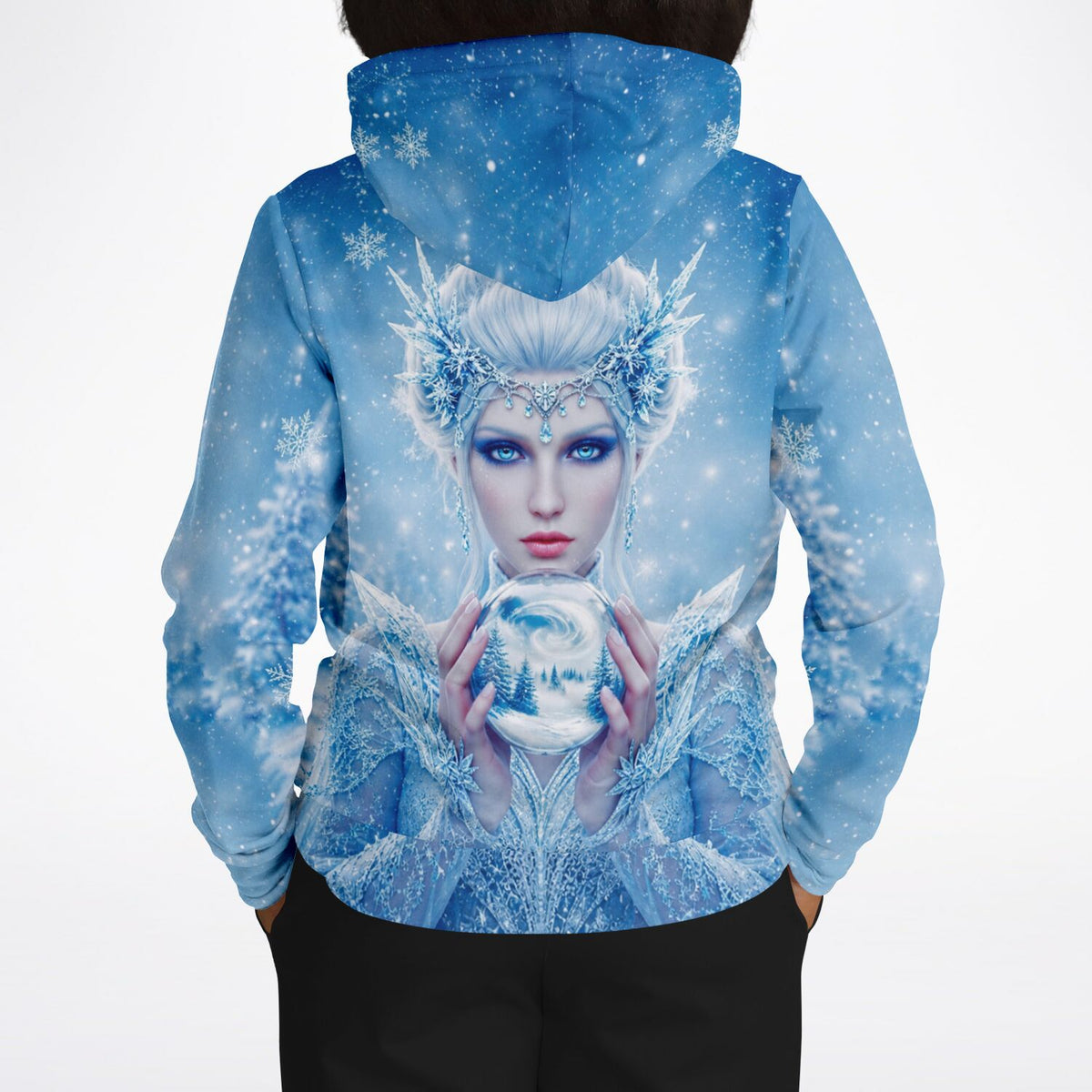 Dreamer Hoodie mit Eiskönigin Motiv, blaues Winter-Design im Stil von Diamond Painting Kunst für Fans