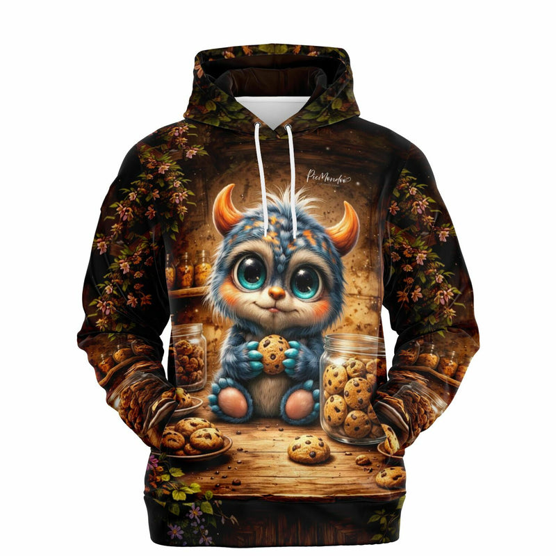 Dreamer Hoodie mit niedlichem Monster-Motiv und Keksen, inspiriert von Malen nach Zahlen und Diamond Painting Kunst