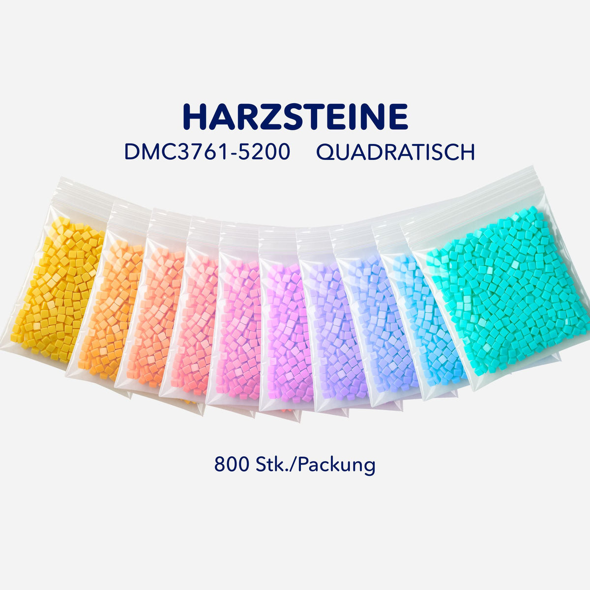 Quadratische Diamond Painting Harzsteine im Regenbogen-Farbverlauf, 800 Steine pro Packung für DIY-Projekte