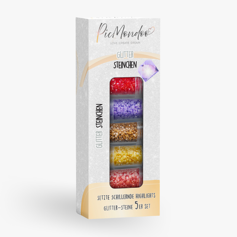 Picmondoo Feenstaub Diamond Painting Set mit quadratischen Glitzersteinen in 5 funkelnden Farben für DIY-Kunstwerke