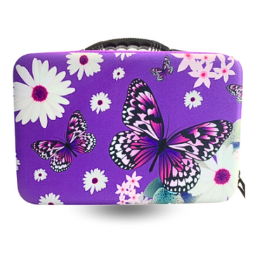 Lila Diamond Painting Aufbewahrungskoffer mit Schmetterling-Motiv und 60 Döschen zur Organisation von Bastelsteinen