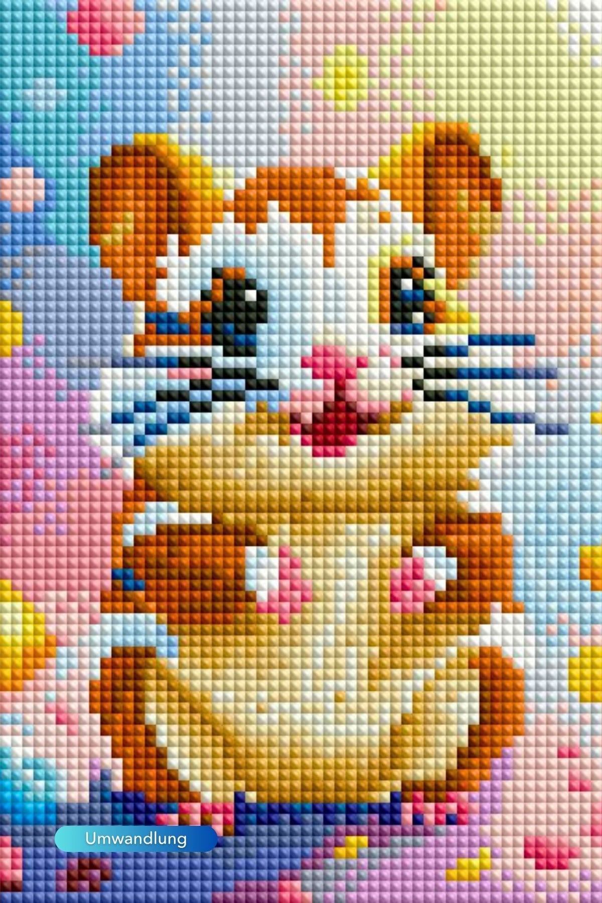 Diamond Painting Set mit süßem Hamster Motiv, glitzernde Steine auf Leinwand, 15x20 cm Bastelspaß für Tierliebhaber
