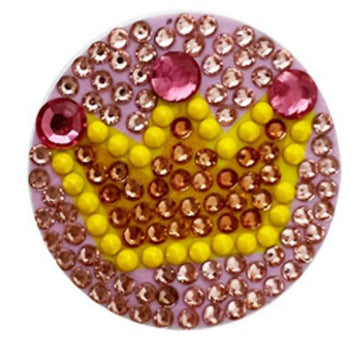 Diamond Painting Pop-Griff für Handy mit glitzerndem Kronen-Motiv in Gelb und Pink verziert