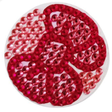 Runder Diamond Painting Pop-Griff mit glitzerndem Schleifen-Motiv in Rot- und Rosatönen als praktisches Handy-Zubehör