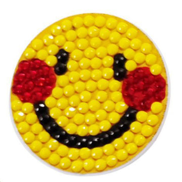 Diamond Painting Pop-Griff für Smartphone mit Smiley-Motiv aus bunten Glitzersteinen als praktisches DIY-Handyzubehör