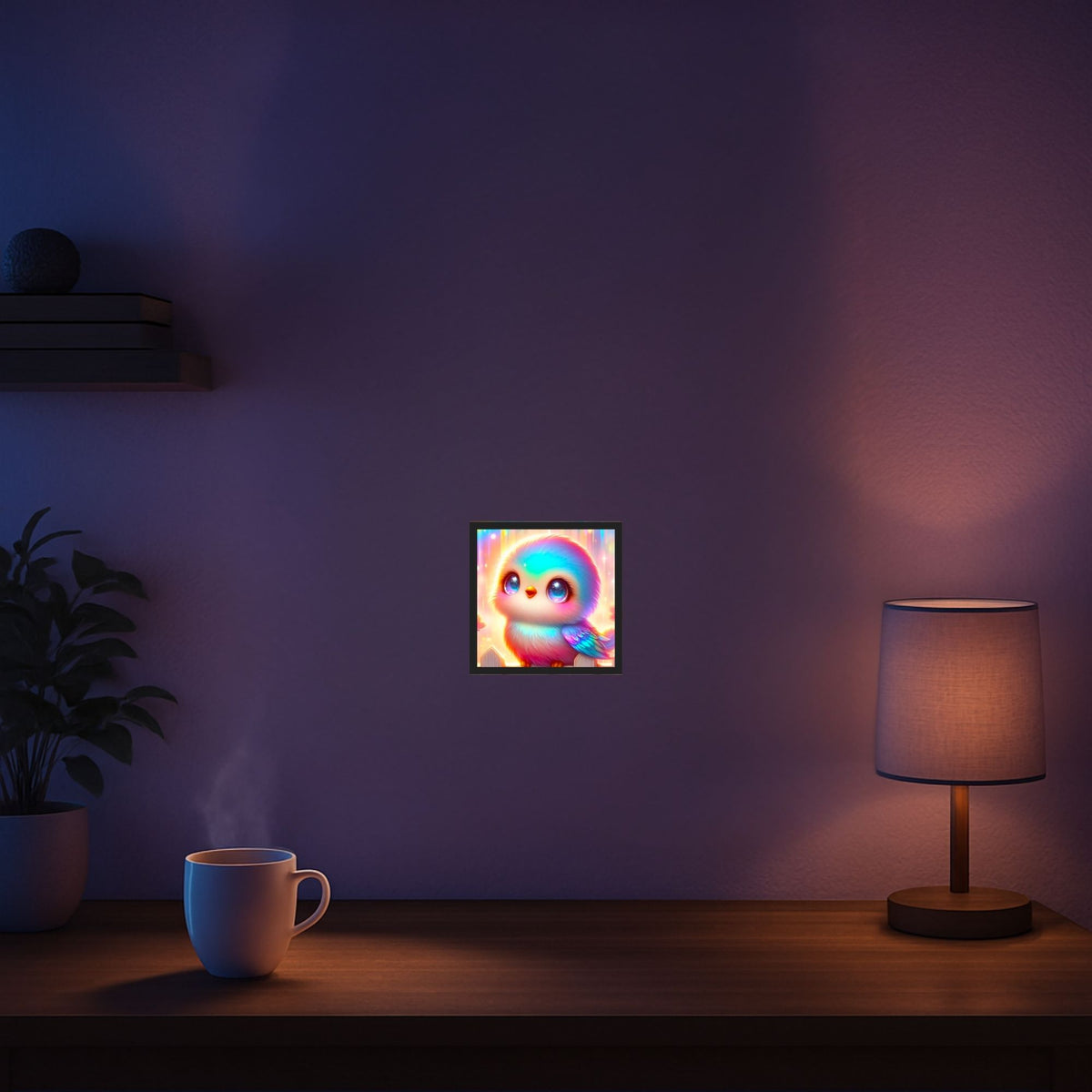 Ein gerahmtes Diamond Painting Mini mit dem süßen, bunten Vogel Lotti – perfektes DIY-Set für farbenfrohe Kunstwerke.