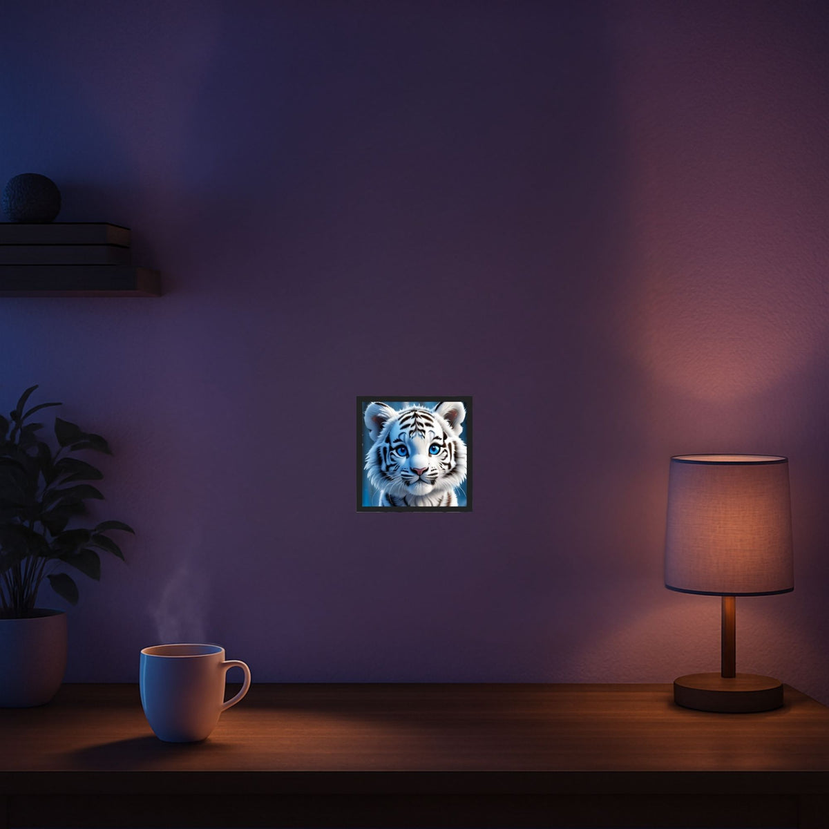 Diamond Painting Mini Schneetigerbaby mit strahlend blauen Augen als süßes DIY-Set für kreative Bastelstunden