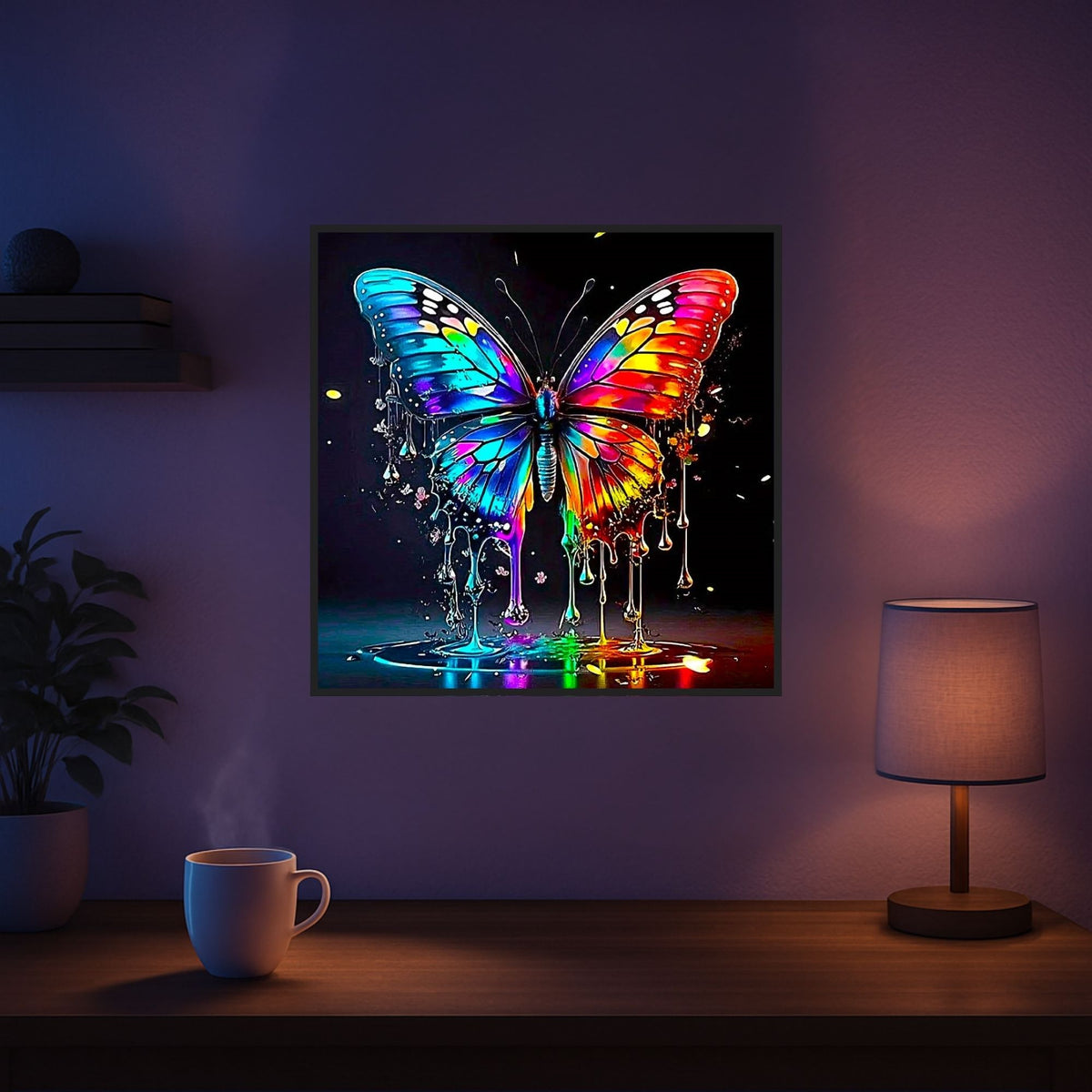 Diamond Painting Set bunter Schmetterling mit Wassertropfen-Effekt für kreative Wanddekoration