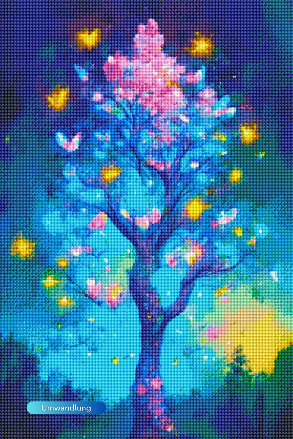 Diamond Painting Set Schmetterlingsbaum mit bunten AB Steinen, 50x75cm Fantasy-Motiv für kreative Bastelprojekte