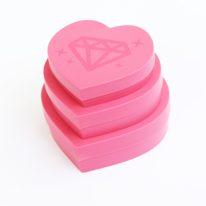 3er Set pinke Diamond Painting Schiffchen in Herzform mit praktischen Deckeln für DIY-Zubehör