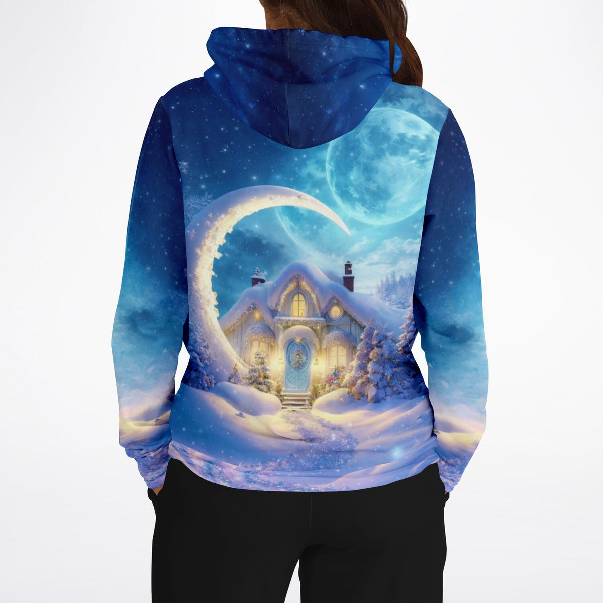 Dreamer Hoodie mit verschneiter Mond-Landschaft im Stil von Malen nach Zahlen und Diamond Painting Motiven