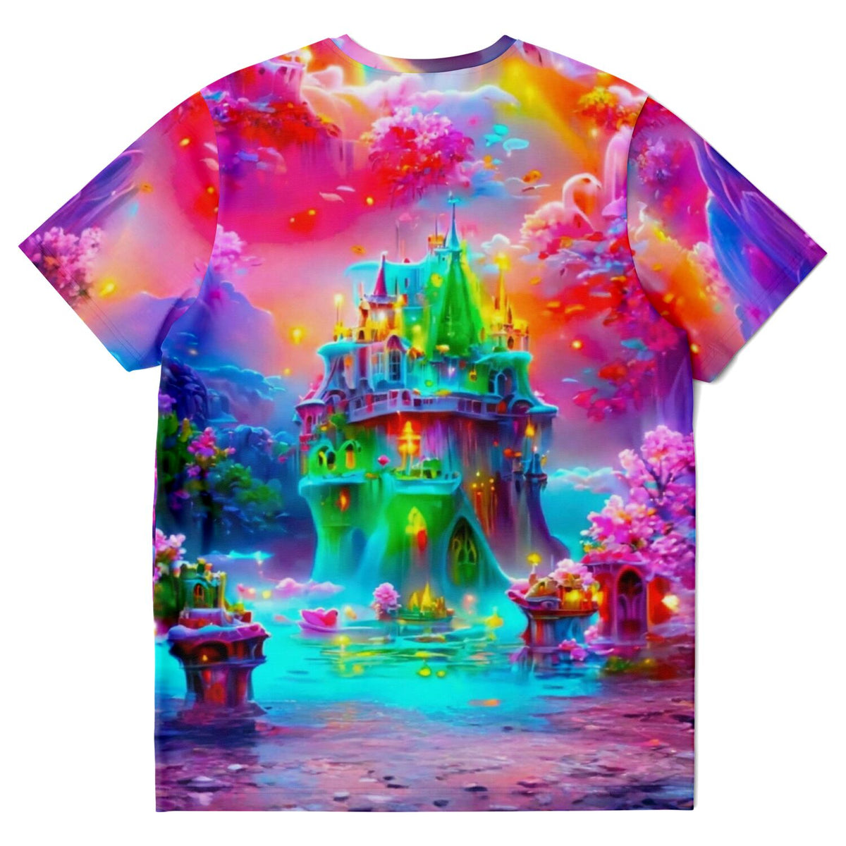 T-Shirt mit buntem Traumland-Motiv im Stil von Diamond Painting, ideal für Fans von Malen nach Zahlen und Fantasiewelten