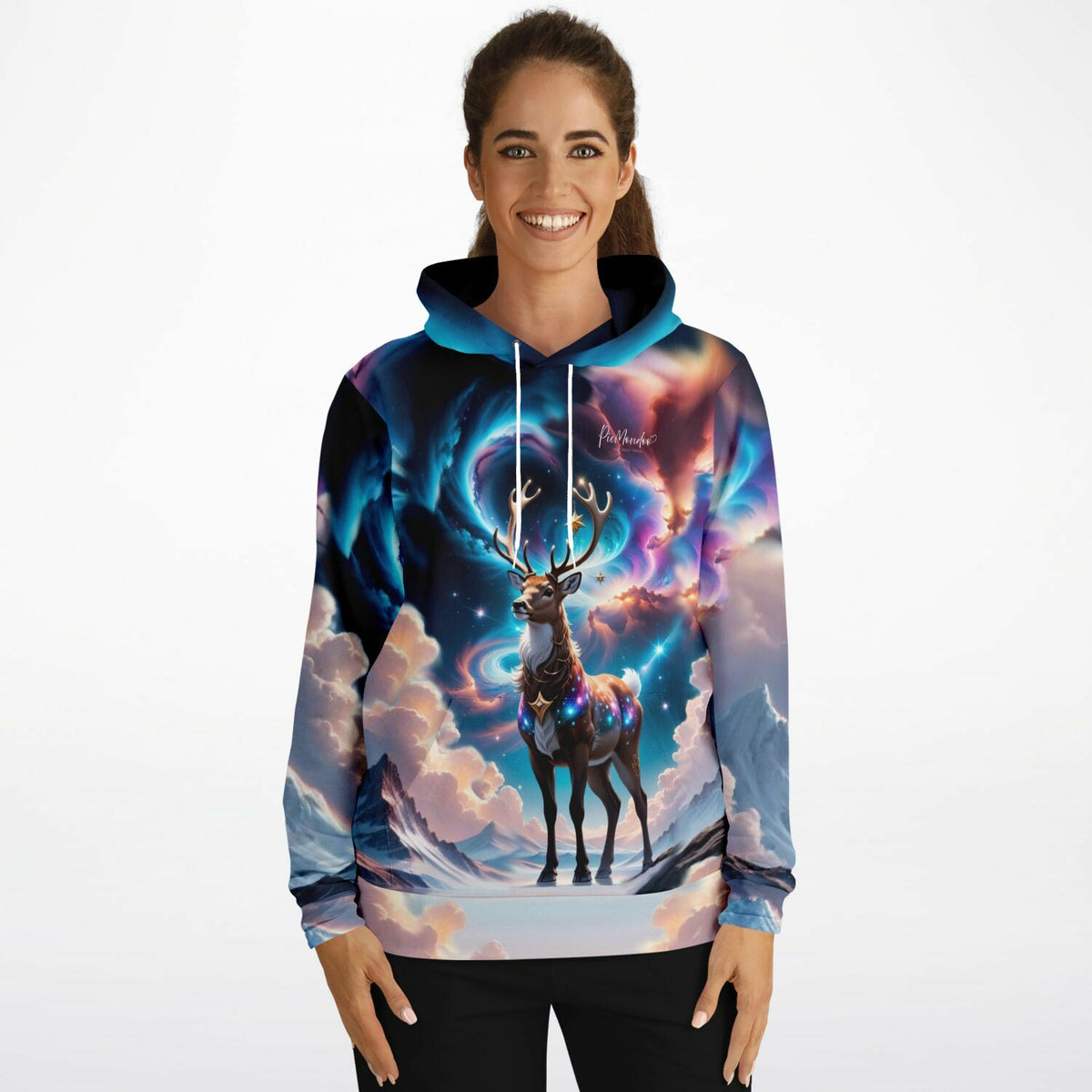 Dreamer Hoodie mit Rentier-Motiv im magischen Nachthimmel-Design, ideal für Fans von Diamond Painting und Malen nach Zahlen