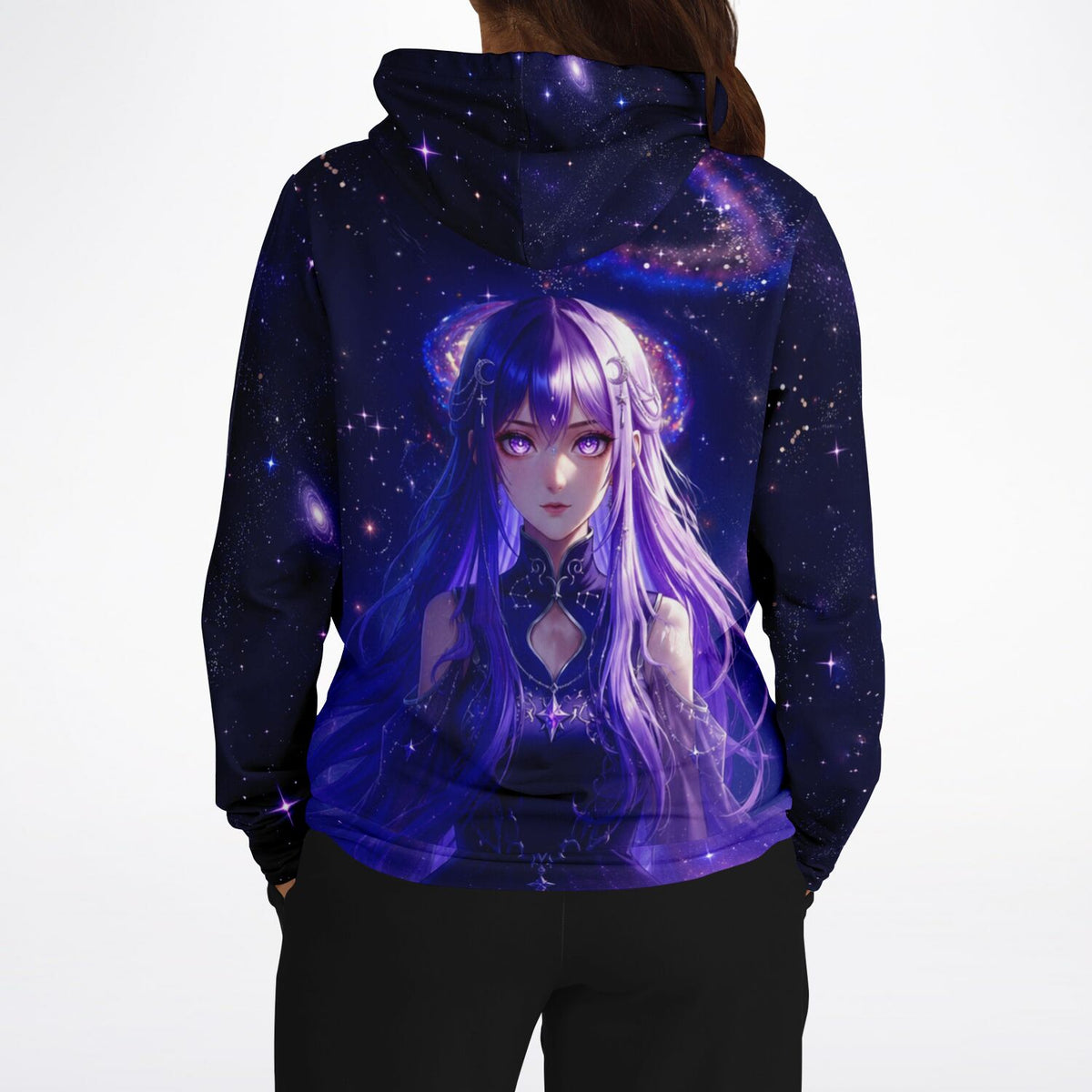 Purple Moon Star Hoodie mit Anime-Girl im Weltraum-Design für Fans von Diamond Painting und kreativen Designs