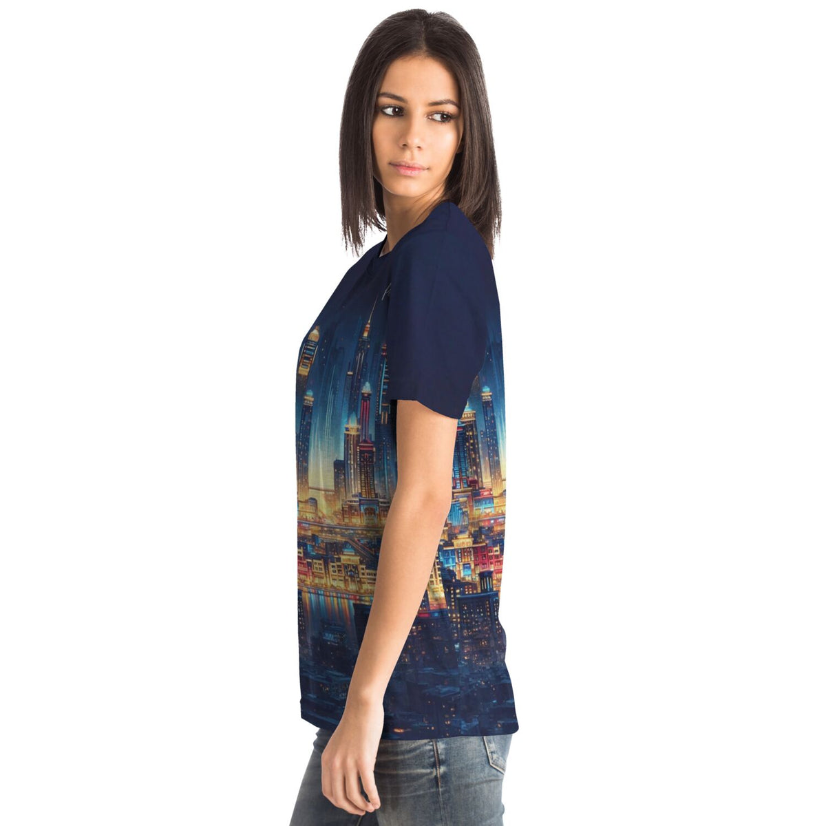 Dreamer T-Shirt Stadt der Lichter mit nächtlicher Skyline im Stil unserer Malen nach Zahlen und Diamond Painting Motive