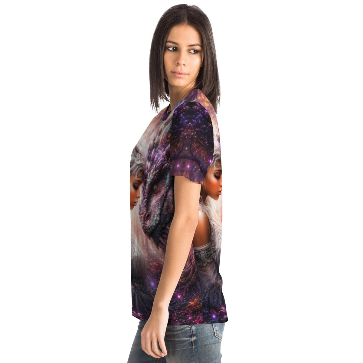 Dreamer T-Shirt Seelenbund mit Fantasy-Motiv von Drache und Frau, perfekt für Fans von Malen nach Zahlen und Kunst.