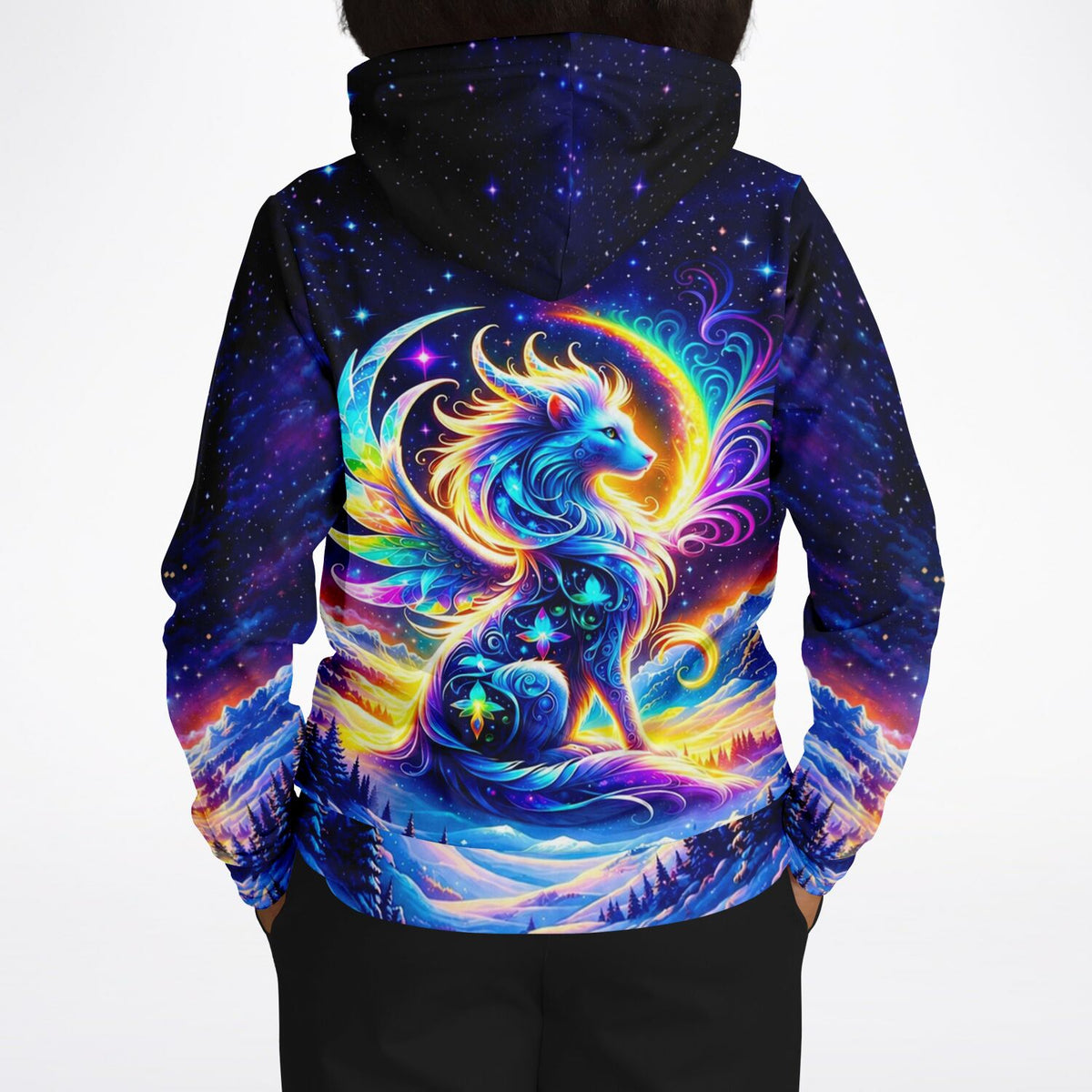 Dreamer Hoodie Monja Hüterin der Berge mit buntem Fantasy-Motiv, inspiriert durch Diamond Painting und Malen nach Zahlen
